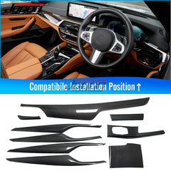 For BMW 5 Series G30 Carbon Fiber Center Console Panel Dashboard Gear Head Knob Cover Trim Car Interior Kit Accessories LHD RHD