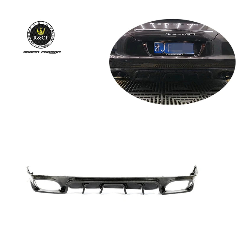 10-13  Carbon Fiber Rear Bumper Spoiler Diffuser Lip For Porsche Panamera 970.1