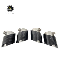 4 PCS Carbon Fiber Exhaust tip tail ends Exhaust tip muffler tip Stainless Steel Glossy Black Fits for BMW M3 G80 M4 G82 G83