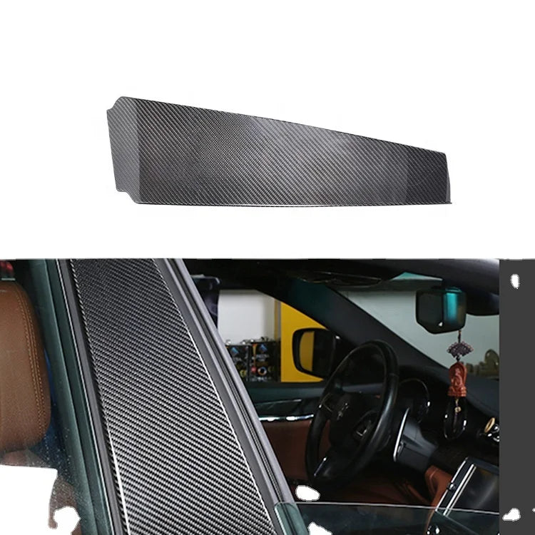 Glossy Black Carbon B-Pillar Add On Style Window Center Trims For Maserati Ghibli Quattroporte