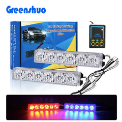 6Led Red Blue Truck Front Bumper Grille Led Light Emergency Strobe Warning Light Remote Control