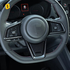 Shasha Carbon Fiber Steering Wheel Button Frame Sticker Car Interior Accessories Decorative For Subaru WRX STI  2022