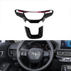 2Pcs Dry Carbon Fiber Interior Kits Steering wheel Cover trim For Honda Civic 11th 2022+