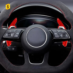 ES Real Dry Carbon Fiber 3K Paddle Shifters Extensions For Audi  Car Interior Accessories