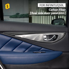 Shasha Carbon Q50 Q50L Rear Door Trim Real Dry Carbon Fiber Interior Accessories For Infiniti Carbon Trim 2015-2022