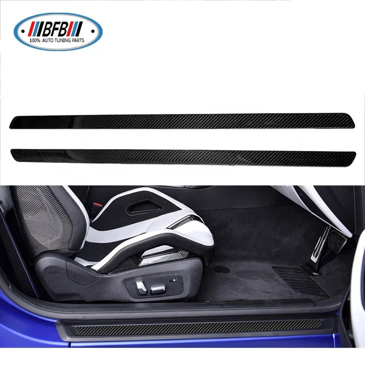 Real Dry Carbon Door Sill Scuff Threshold Plate Cover Trims for BMW G82 M4 2021up