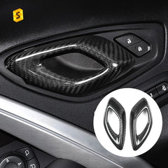 Shasha Carbon Fiber Real Inner Door Handle Car Interior Accessories Trim Decoration Protection For Chevrolet Camaro