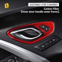 ES Red Carbon Fiber Interior Trim Carbon Fiber Car Accessories Sticker FOR Camaro Car Inner Door Bowl Frame
