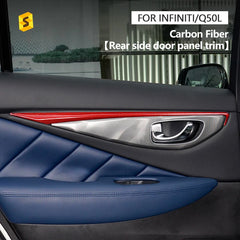 Shasha Carbon Q50 Q50L Rear Door Trim Real Dry Carbon Fiber Interior Accessories For Infiniti Carbon Trim 2015-2022