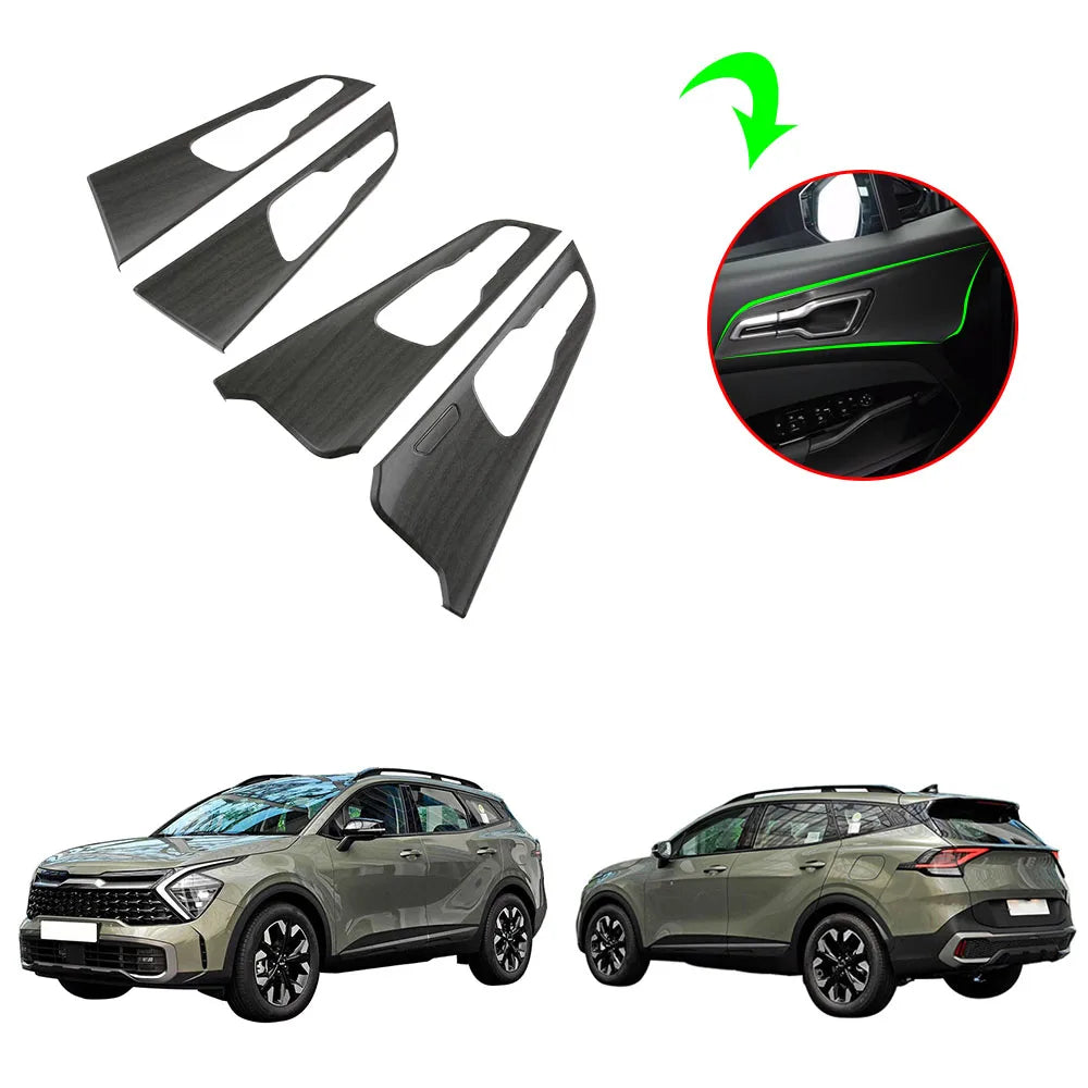 Car Interior Wooden Pattern Car Inner Door Handle Trim Handle Insert Bowl Cover Interior Molding Trim For KIA Sportage NQ5 2022