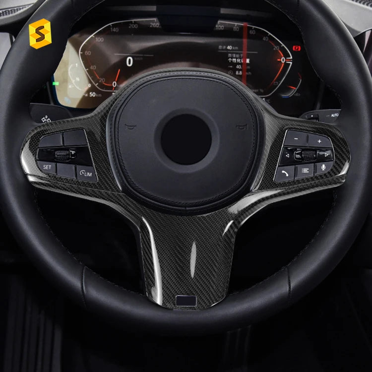 ES Real Carbon Fiber Steering Wheel Frame Trim Sticker For BMW G20 G29 Z4 Car Interior Trim Accessories