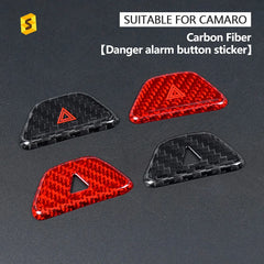 Shasha Carbon Fiber Accessories Car Hazard Sign Button Cover For Camaro 2016 2017 2018 2019 2020 2021 2022 2023