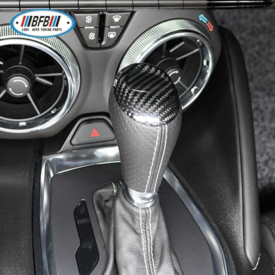 Real Dry Carbon Fiber Interior Trim Gear Knob Shift Knob Cover For Chevrolet Camaro 2016up