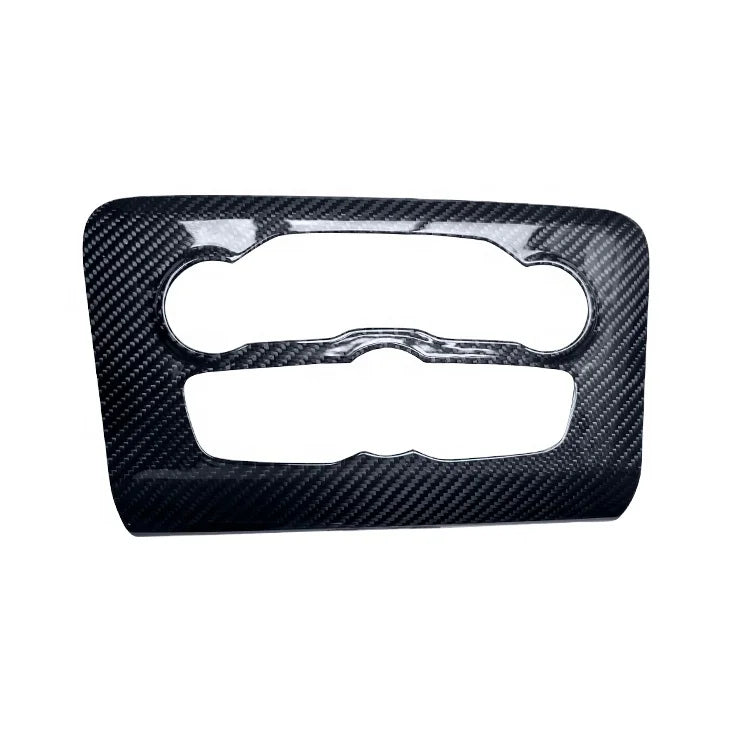Real Dry Carbon Fiber Air Condition Control CD Panel Trim For Dodge Charger 2015-2020