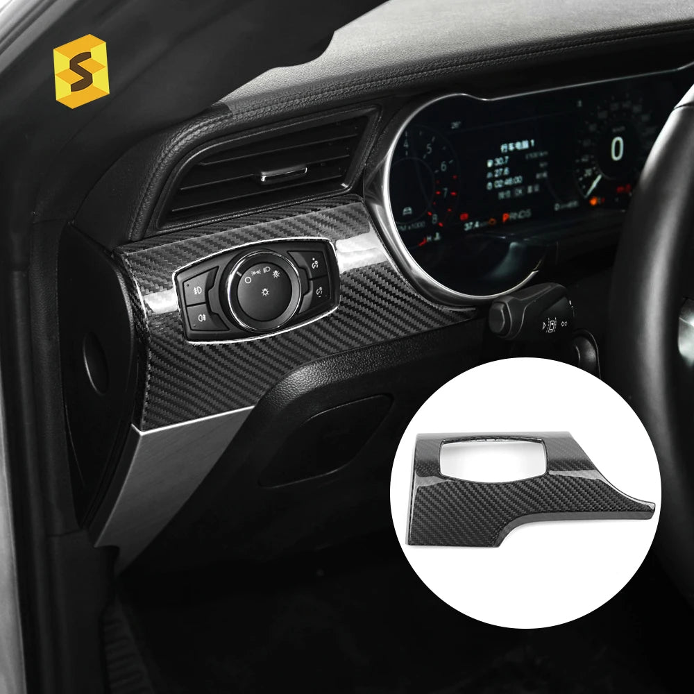 Shasha Carbon Fiber Factory Headlight Switch Decorative Frame Auto Interior Part Car Trim For Mustang 2015 2022