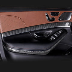 4pcs Interior Kits Real Dry Carbon Fiber Door Trim Panels For Mercedes S class W222 S65 2014-2020