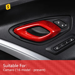 Shasha Carbon Fiber Real Inner Door Handle Car Interior Accessories Trim Decoration Protection For Chevrolet Camaro