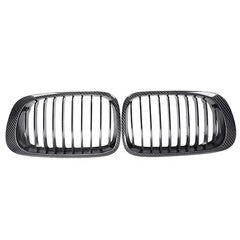 For E46 2DR 1998-2001 Carbon Fiber Glossy Black Front Grille Front Kidney Grill