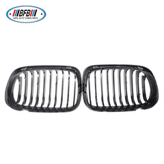 For E46 2DR 1998-2001 Carbon Fiber Glossy Black Front Grille Front Kidney Grill
