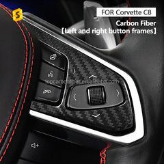 ES N-KEWT-513 Car Interior Accessories Carbon Fiber Steering Wheel Key Trim for Corvette C8 Car Accessories Carbon Fiber