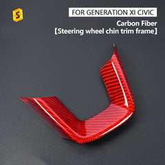 Shasha Carbon Real Carbon Accessories Car Interior Carbon Fiber Steering Wheel  Button Frame For Honda Civic