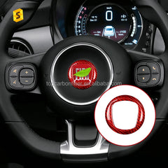 Shasha Carbon For Fiat Steering Wheel Parts Cover Real Carbon Fiber For Fiat 500 Interior Accessories
