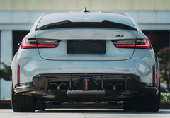 2021+  For BMW G80 M3 G82 M4 LED Diffuser Carbon Fiber Rear Bumper Lower Lip Diffuser
