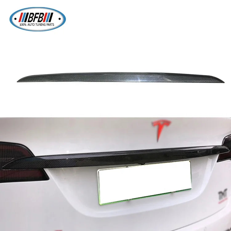 Car Accessories Exterior Trim Real Carbon Fiber Rear Trunk Tailgate Decor Trims For Tesla Model X 2017-2019