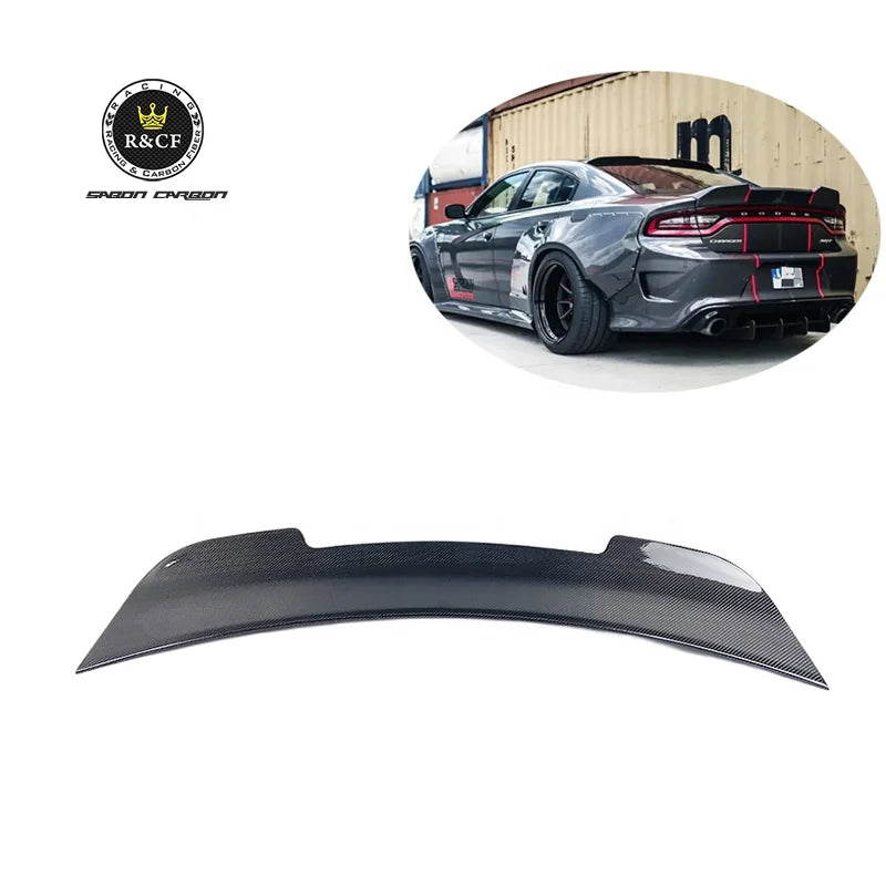 NEW! SK Style Carbon Fiber Rear Trunk Spoiler Wing Dack Tail Wing Fit For Dodge Charger SRT- Hellcat 15-21