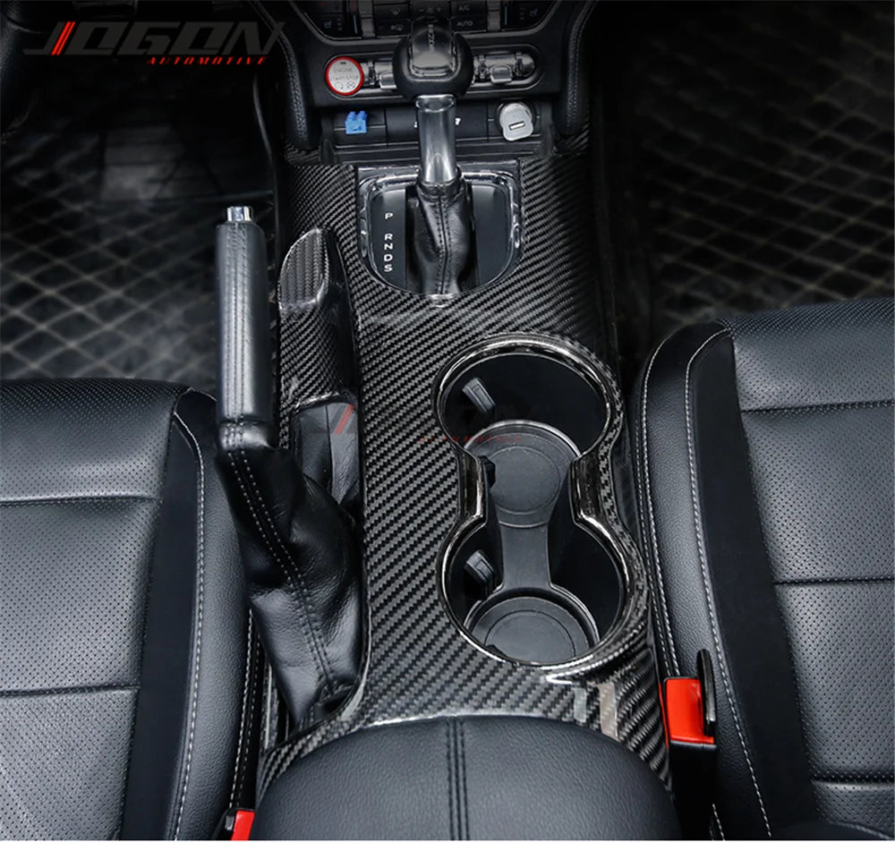 For Ford Mustang 2015-2020 Ecoboost GT350 GT Coupe Real Carbon Fiber Interior Modification Water Cup Panel Center Control Panel