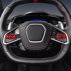 ES N-KEWT-380 Car Interior Accessories Carbon Fiber Steering Wheel Button Cover for Corvette C8 Car Accessories Carbon Fiber