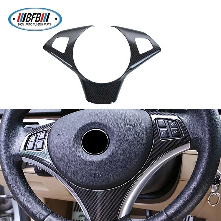 Real Carbon Fiber Steering Wheel Cover M style Steering Wheel Trim For BMW E60 2004-2009