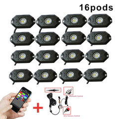12V Car Underglow Light App Control RGBW Led Rock Lights 8 piece Waterproof