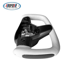Yoke Steering Wheel White Leather Matte Carbon Fiber Center Trims with Heating For Tesla Model 3 2017up