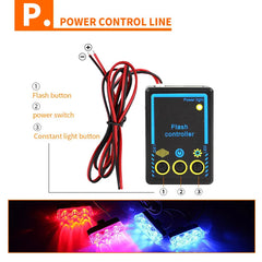 6Led Red Blue Truck Front Bumper Grille Led Light Emergency Strobe Warning Light Remote Control