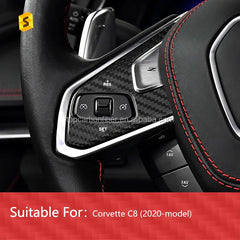 ES N-KEWT-513 Car Interior Accessories Carbon Fiber Steering Wheel Key Trim for Corvette C8 Car Accessories Carbon Fiber