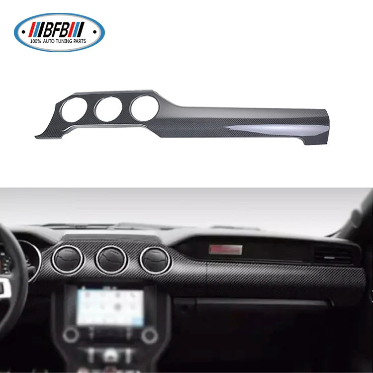 3Holes Dry Carbon Car Dashboard Decoration Sticker Panel Trim for Ford Mustang Interior Dashboard Kits 2015-2019