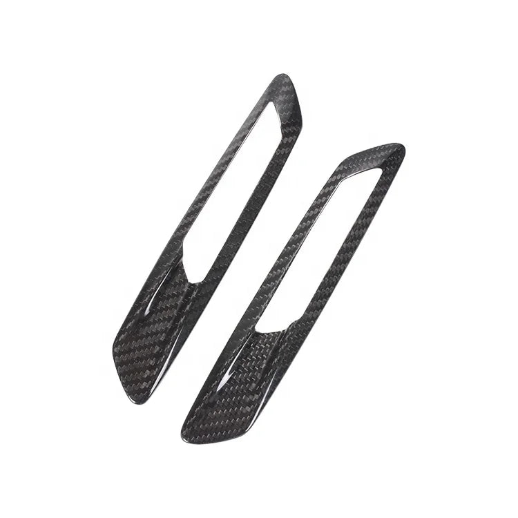 Real Carbon Fiber Side Signal Lamp Cover Side Vent Cover Trims For BMW 5 Series F10 2012-2016
