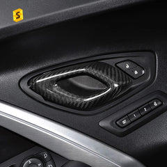 Shasha Carbon Fiber Real Inner Door Handle Car Interior Accessories Trim Decoration Protection For Chevrolet Camaro