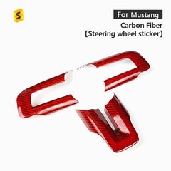 ES Carbon Fiber Steering Wheel Button Frame Steering Wheel Trim Cover Interior Accessories For Mustang 2015 To Present