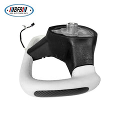 Yoke Steering Wheel White Leather Matte Carbon Fiber Center Trims with Heating For Tesla Model 3 2017up