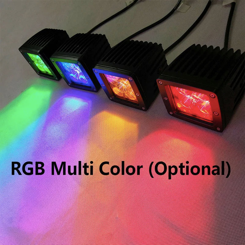 Wholesale 3inch Red Blue Amber 12v 24v Square Spotlight Led Work Light For Car 4x4 Truck Suv Off-road