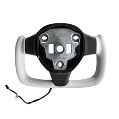 Full White Leather Yoke Steering Wheel For Tesla Model 3 Customized Steering Wheel With Heating 2019+