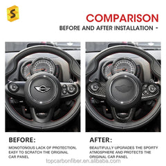 ES Real Carbon Fiber Steering Wheel Button Frame Cover For MINI Clubman F54 F55 F56 F57 F60 Car Interior Trim