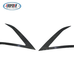 2pcs Real Dry Carbon Fiber Front Headlight Eyebrows Eyelips stick on style For Tesla Model S 2016-2018