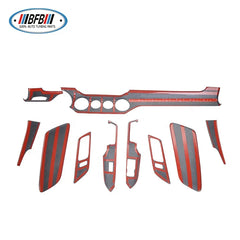For 4 Holes Dashboard Trim Red Carbon Fiber Interior Trims For Mustang 2015+