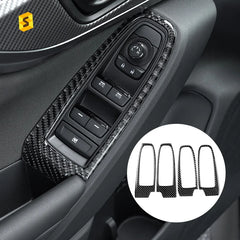 Shasha Carbon 4 Pcs Soft Carbon Fiber Car Accessories For Subaru WRX 2022 Real Carbon Fiber Window Lift Button Sticker