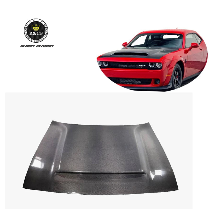 For 2015-21 Dodge Challenger Demon Style Carbon Fiber Front Hood Bonnet with vents