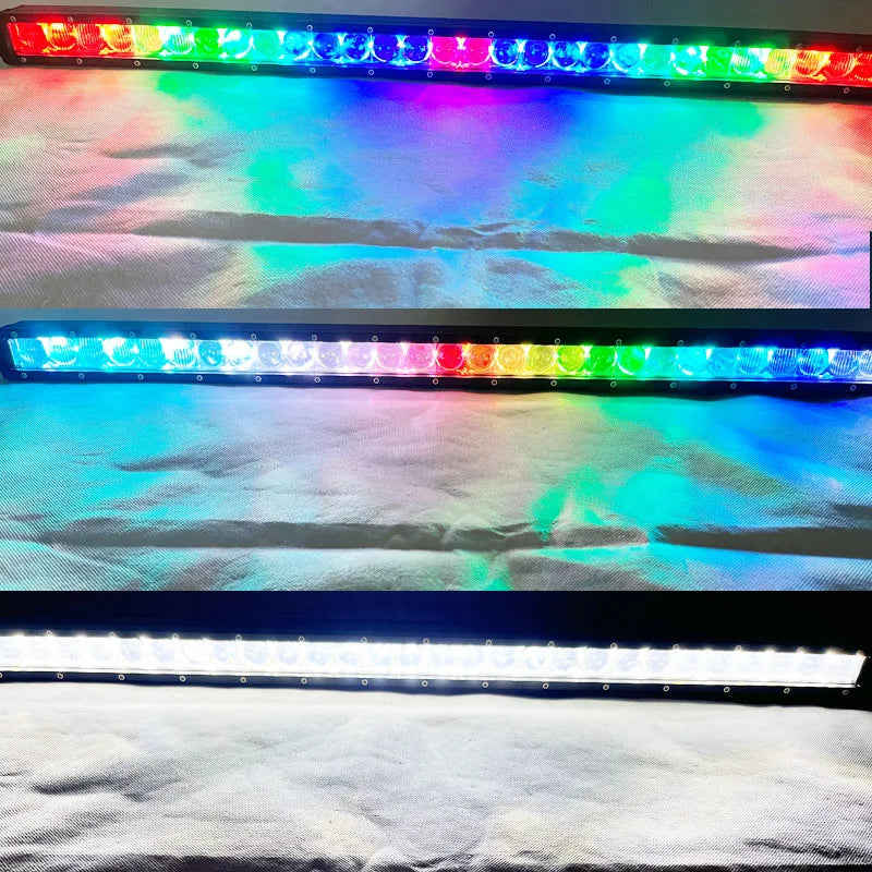New Led Slim Light Bars 12v 24v RGB Chasing Single row Led Light Bar By App&remote Control for Truck Jeep Offroad