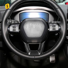 Shasha Carbon Real Carbon Accessories Car Interior Carbon Fiber Steering Wheel  Button Frame For Honda Civic